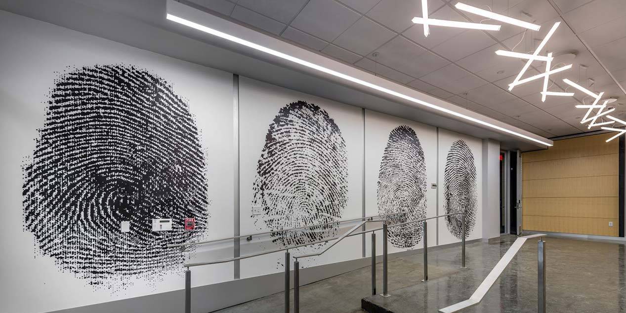 Front entrance lobby area that displays fingerprints.
