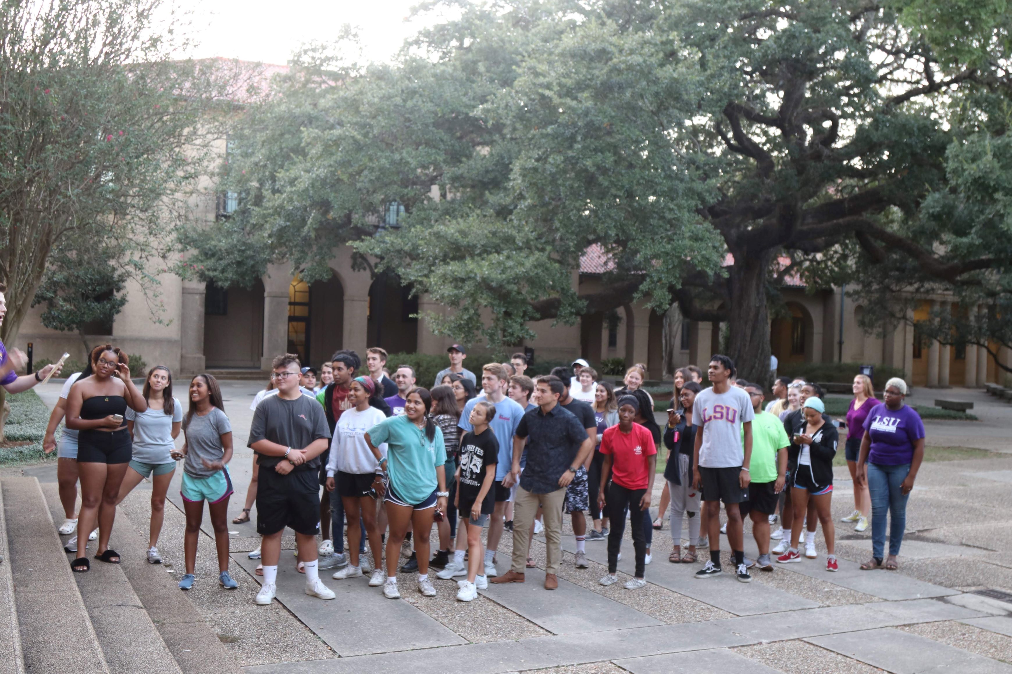 freshman students outside