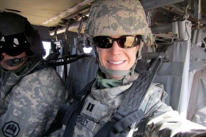 Col. Lisa O’Neil in a military vehicle