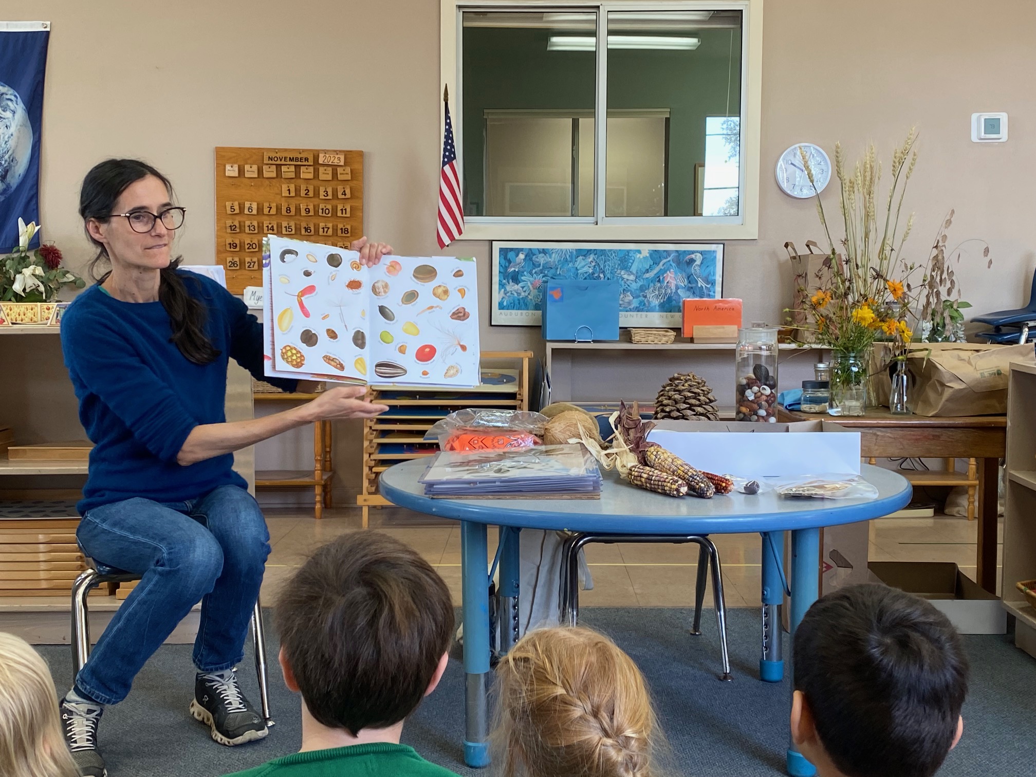 Christina reading to the class