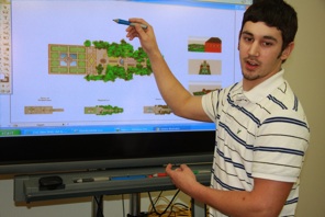 student presenting in classroom