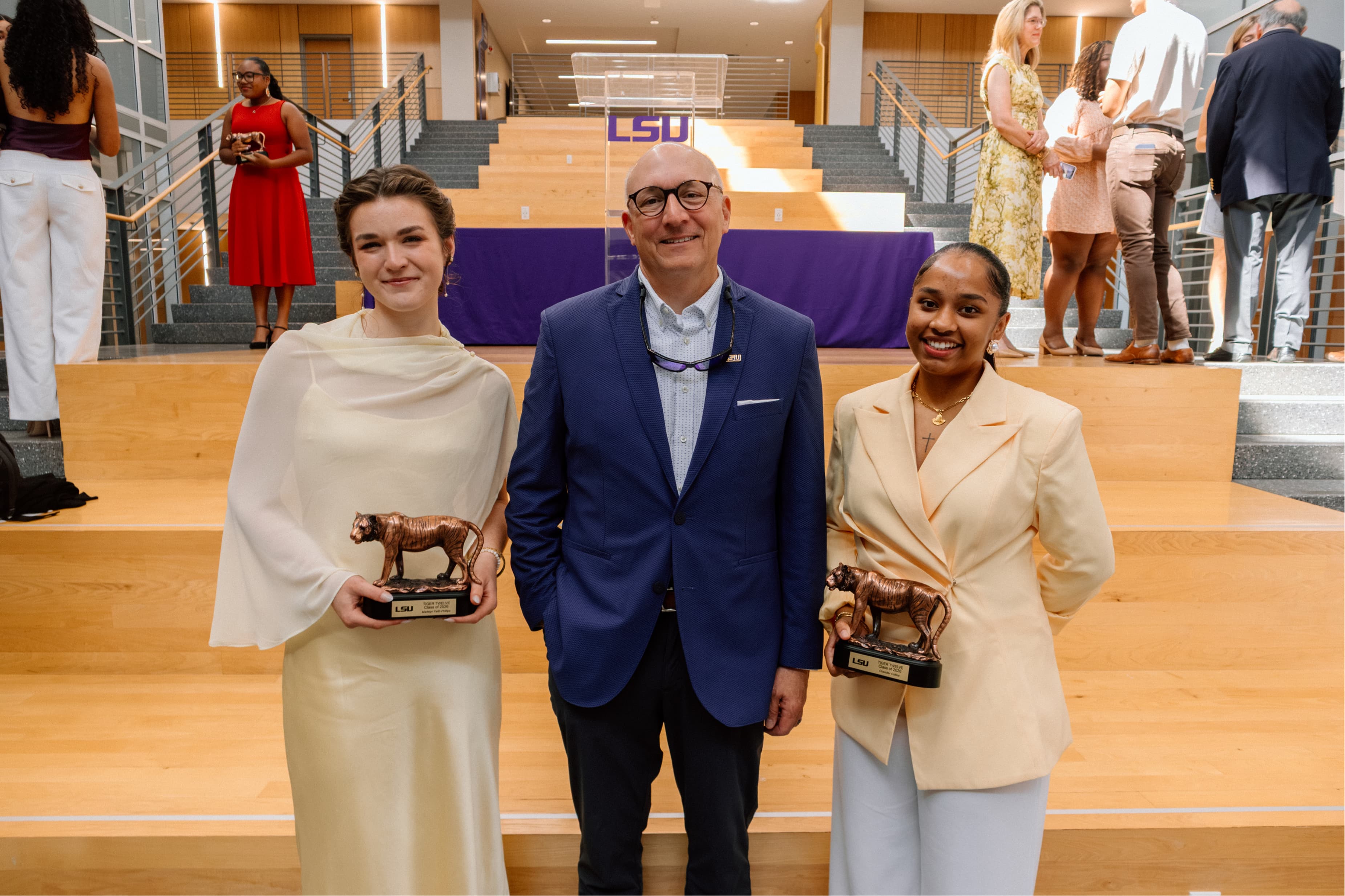 Tiger Twelve Recipients: Madelyn Phillips and Chandler Collins with College of Agriculture Senior Chancellor and Dean, Dr. Matt Lee