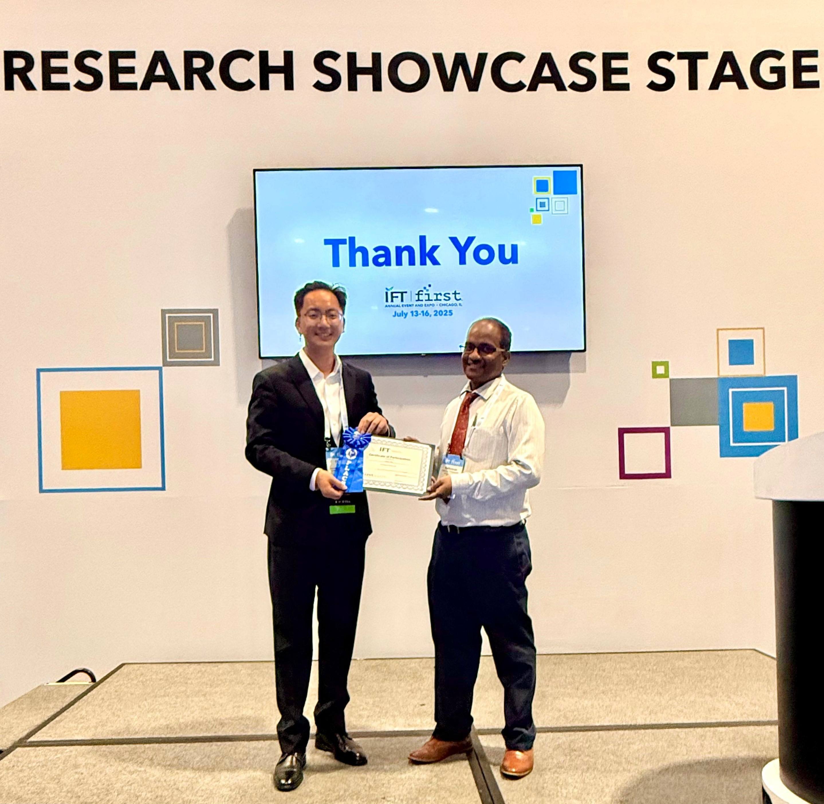 person receiving an award.