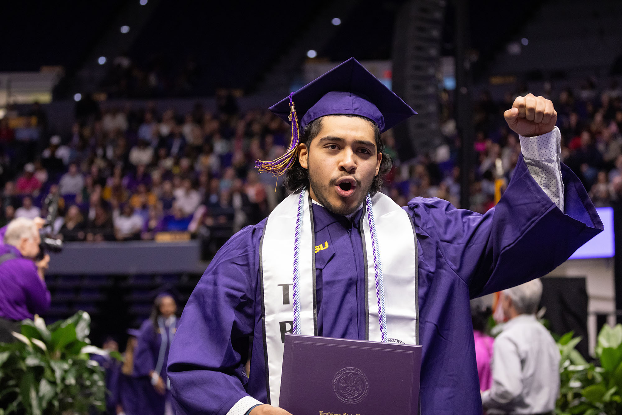 Student celebrates during commencement ceremony