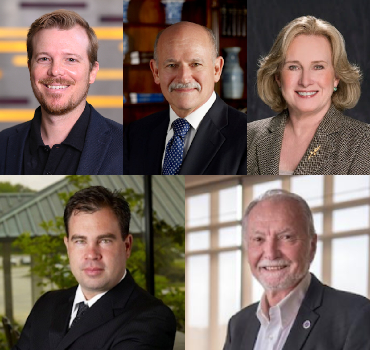 Individual portraits of all five honorees