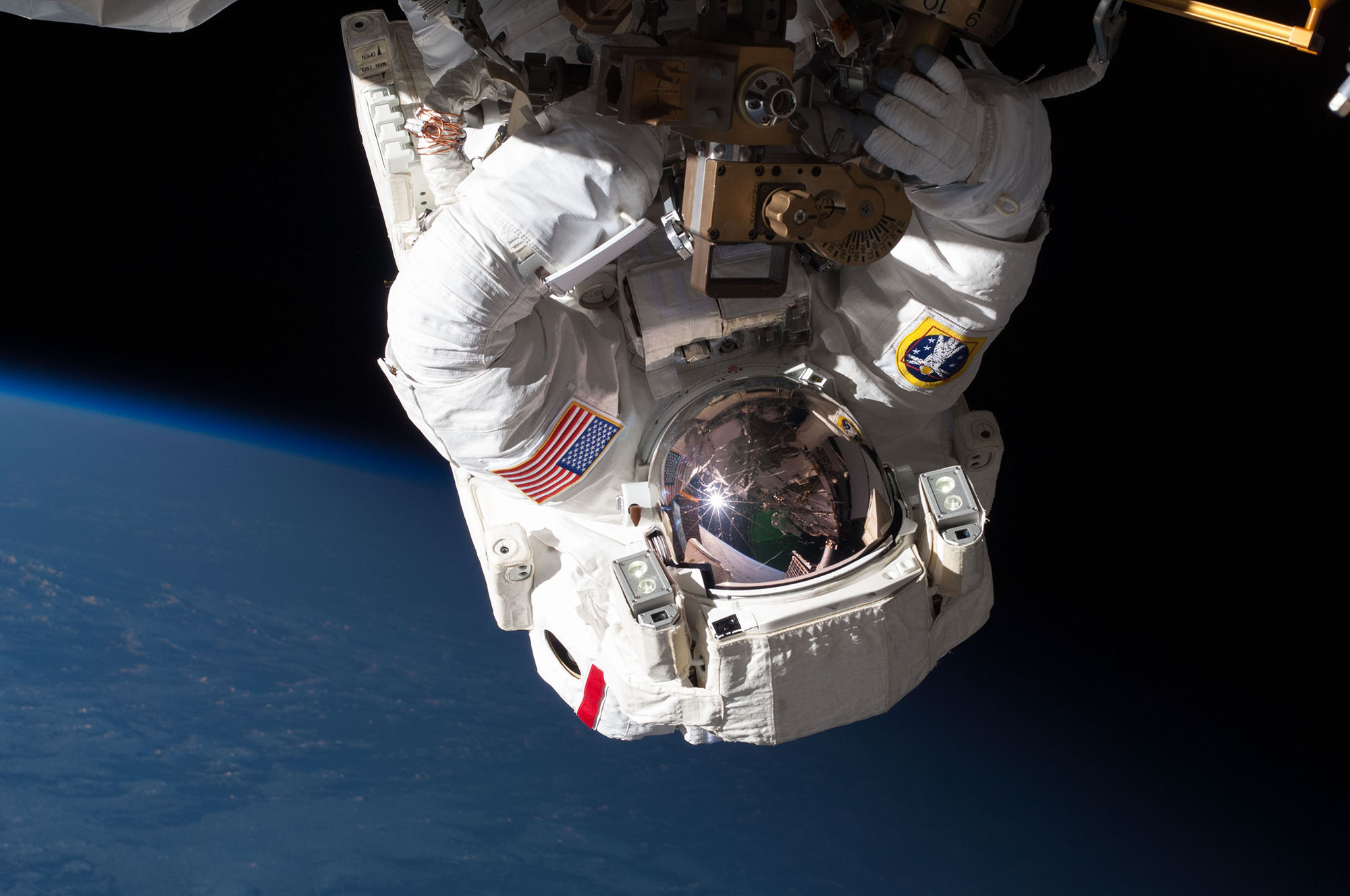 Astronaut in spacecraft (NASA image)