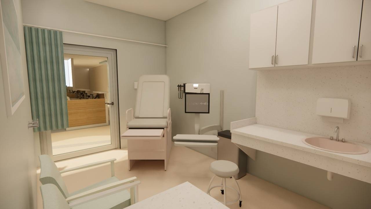 A proposed redesign of an exam room 