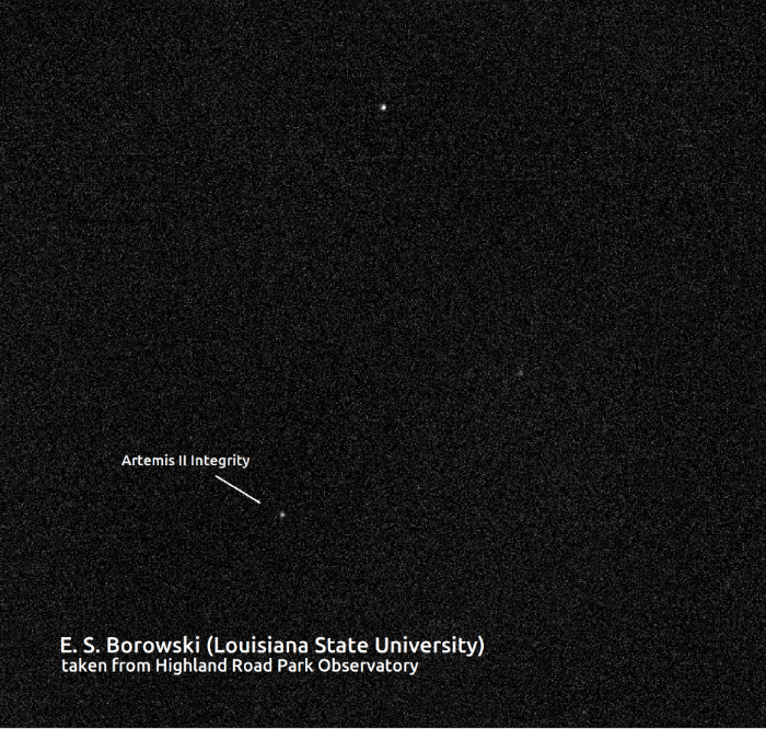 Still photo of stars and night sky, but is Artemis II taken by LSU graduate student