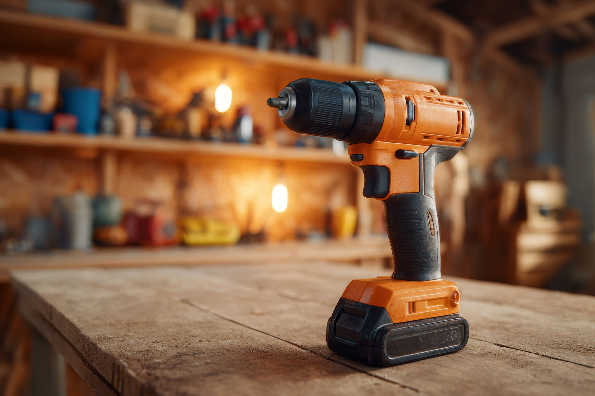 cordless drill on table