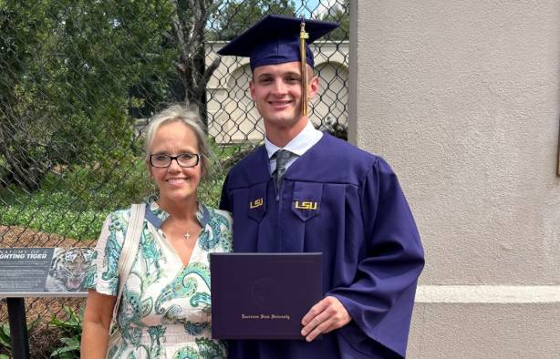 Joshua Smith and his mom at LSU 2026 Spring Commencement