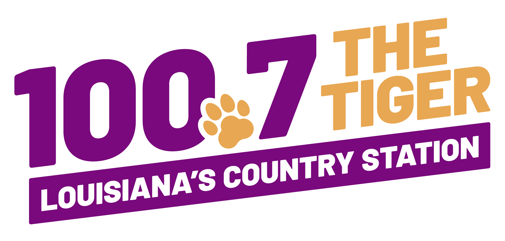 100.7 The Tiger. Louisiana's COuntry Station logo