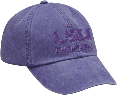 purple hat with LSU Business in purple