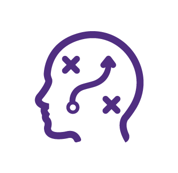 stylized graphic of a human head showing avoidance