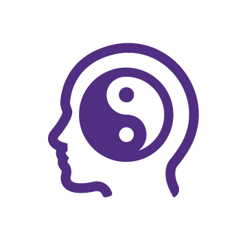 stylized graphic of a human head indicating a zen state