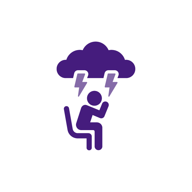 icon or person under a thundercloud, representing poor mental health