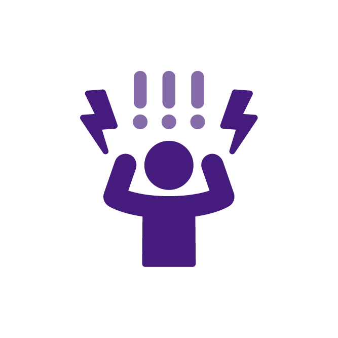 icon of person with angry symbols over their head, representing how they lash out