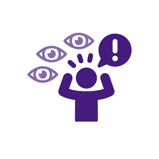 icon of person surrounded by eyes, representing how they believe others see them