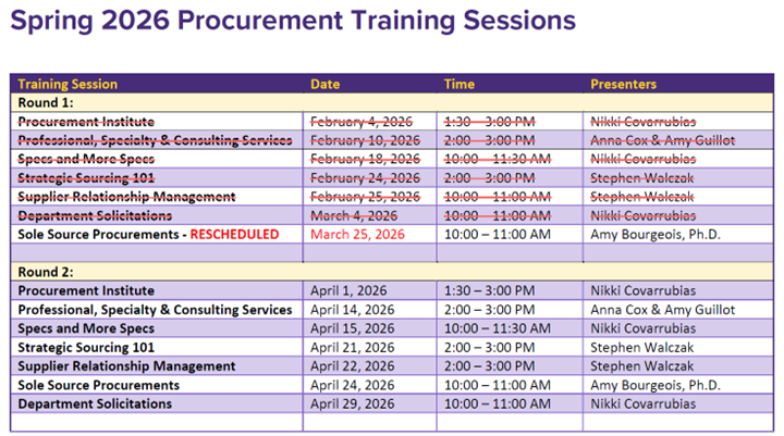 Revised Spring Training Schedule