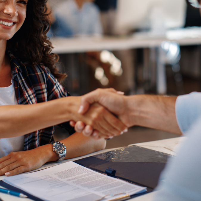 Handshake at an interview