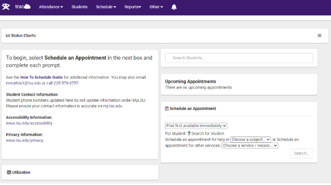 TracCloud Main Menu Page
