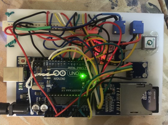 An Arduino with a lot of wires attached