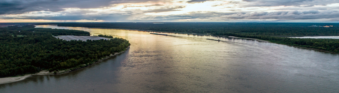 aerial view of the Mississippi River at Vicksburg