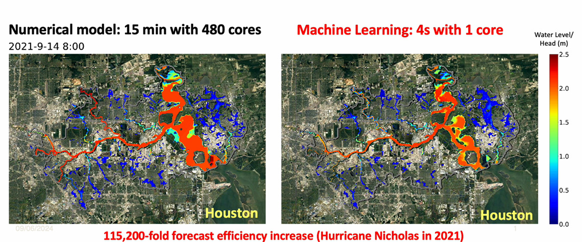 two flood maps of the houston area
