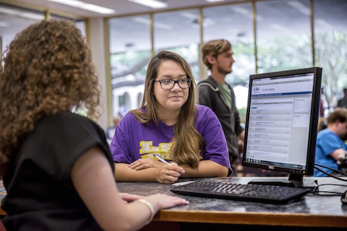 student studying record and info management
