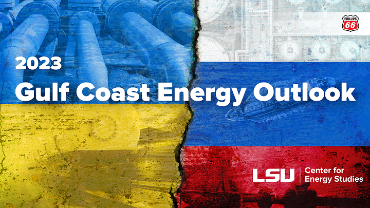 Cover of Gulf Coast Energy Outlook showing flags of Ukraine and Russia