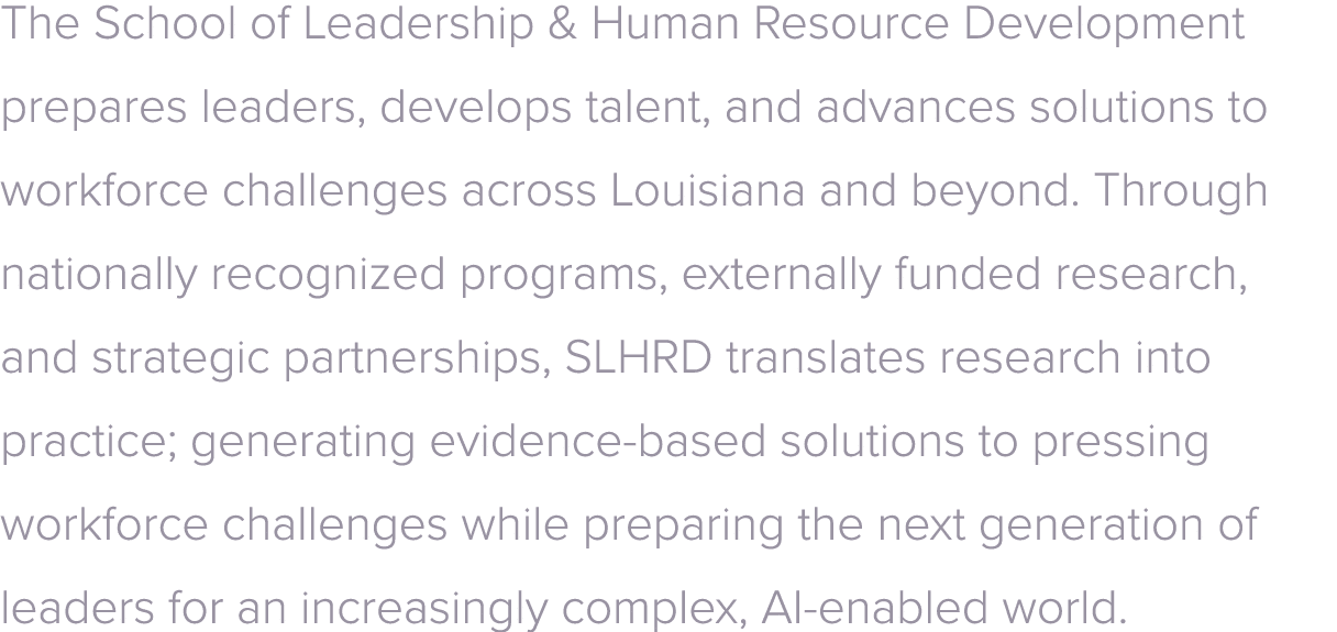 The School of Leadership & Human Resource Development prepares leaders, develops talent, and advances solutions to wo...