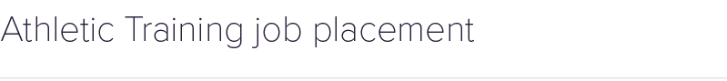 Athletic Training job placement
