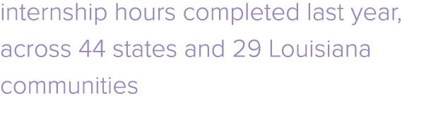 internship hours completed last year, across 44 states and 29 Louisiana communities