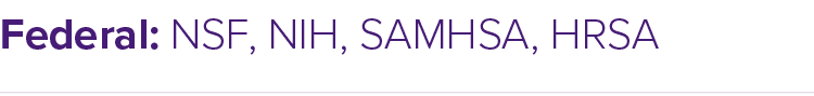 Federal: NSF, NIH, SAMHSA, HRSA