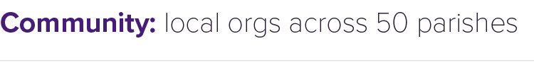 Community: local orgs across 50 parishes