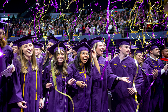 Photo of LSU undergraduates at graduation.