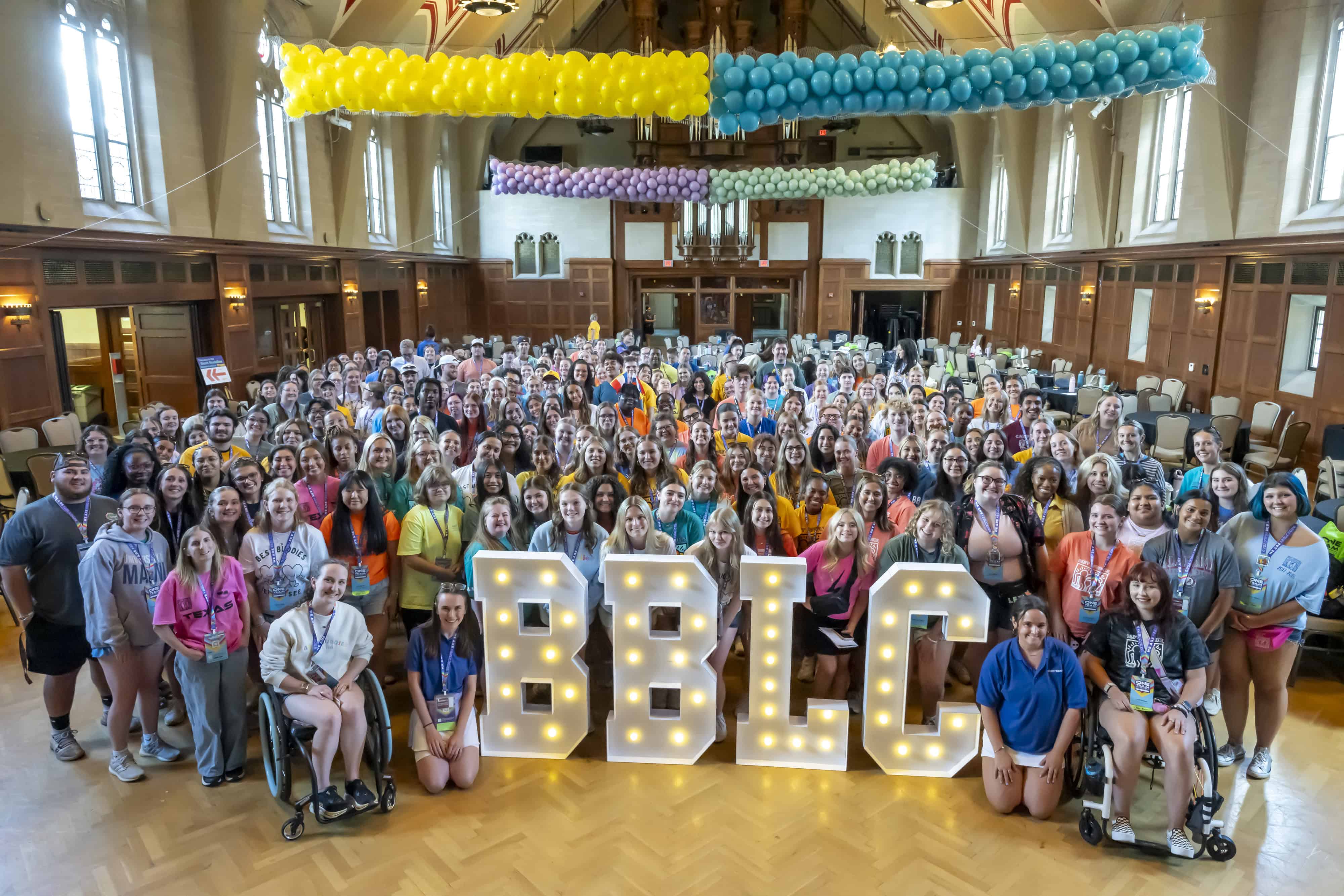 Allie Lowery with all of the attendees of the Best Buddies Leadership Conference in Bloomington, 