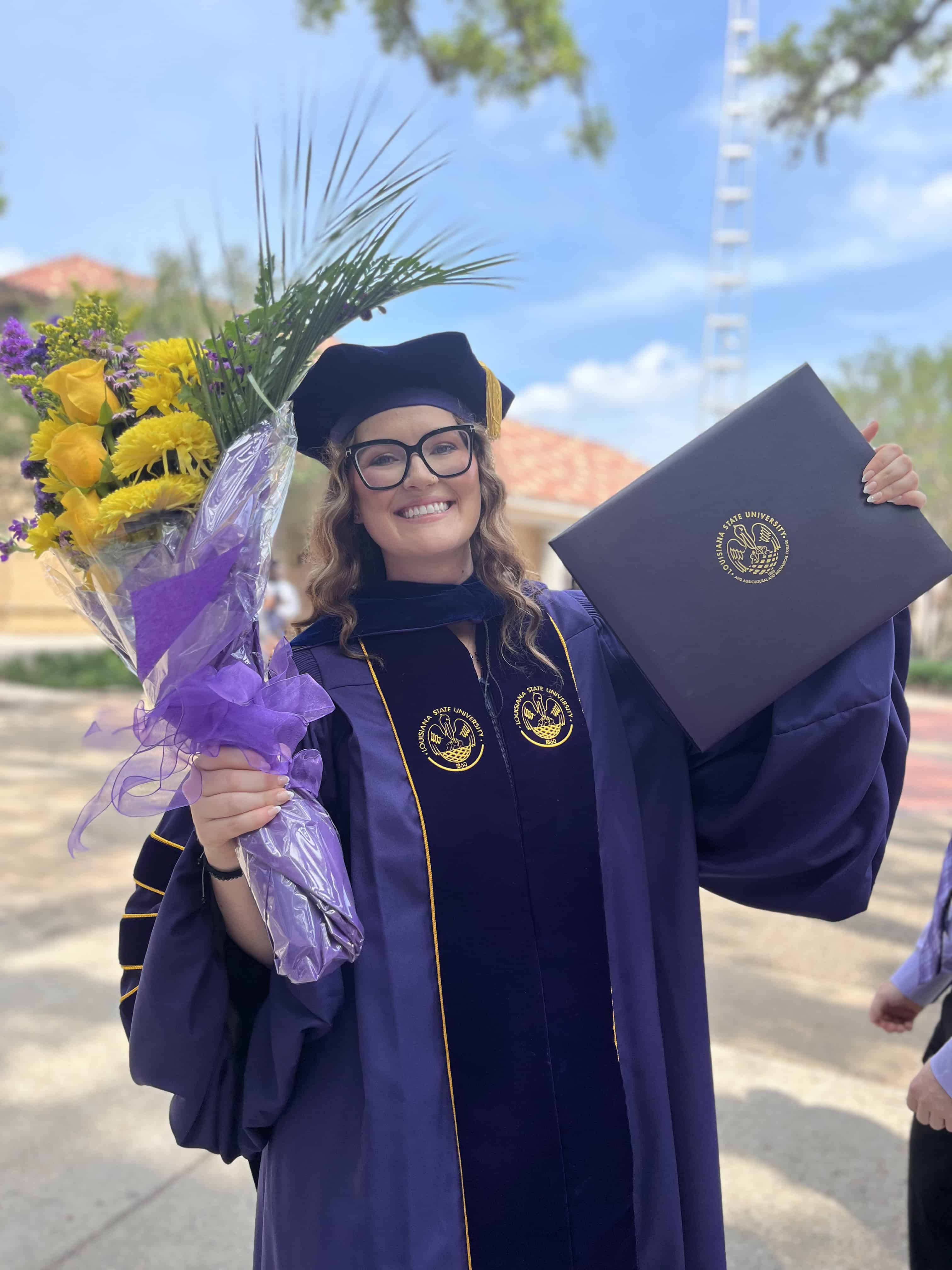 Taylor Gauss at LSU commencement ceremony