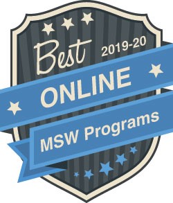 badge for best fully online master's in social work programs for 2019-2020