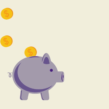 image of coins going into a piggy bank