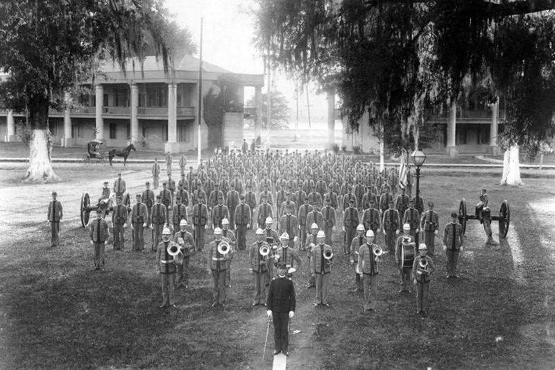 cadet band in formation, circa 1915