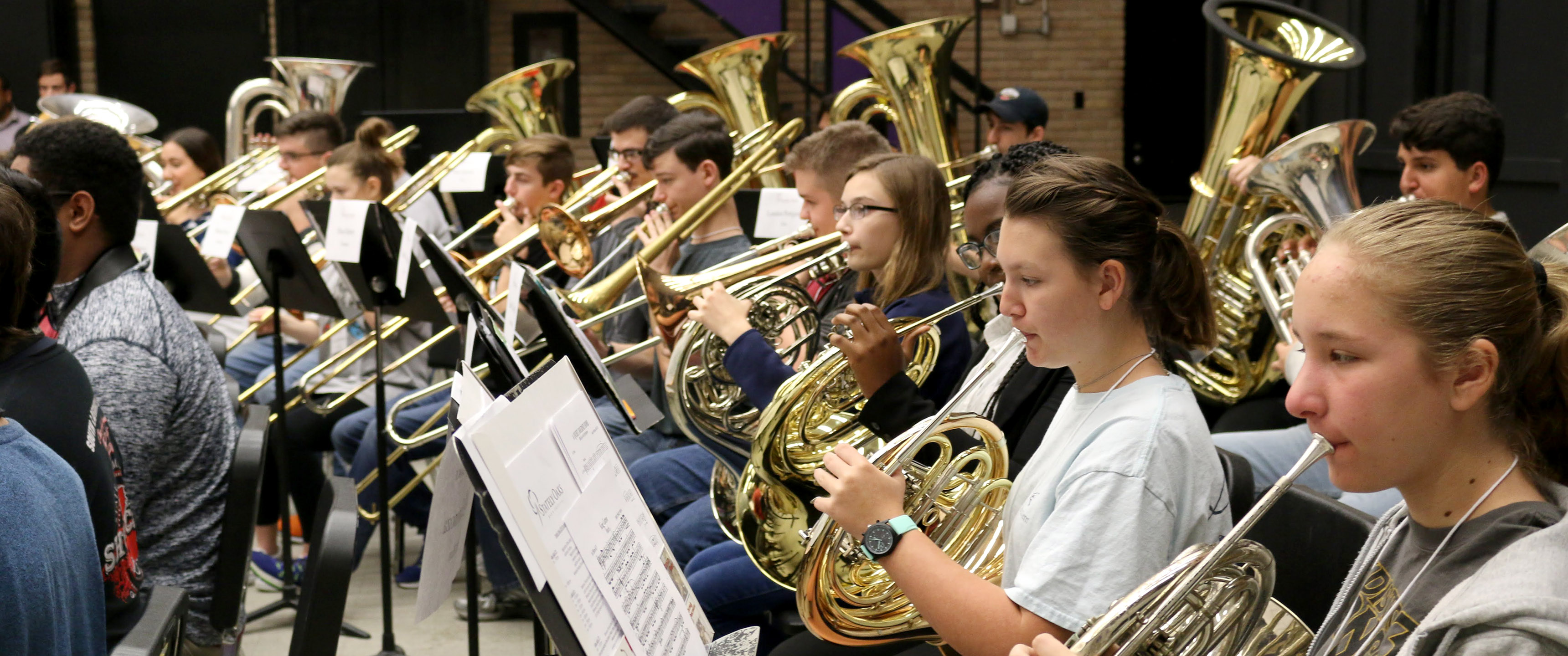 students in band rehearsal