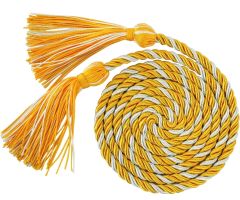 Yellow and white commencement cord.
