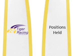 Yellow Border White Stole with Tiger Racing logo on the left side.