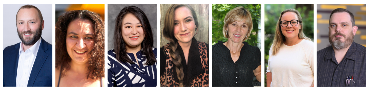 photo collage of seven 2024-25 C-I Teaching Fellows