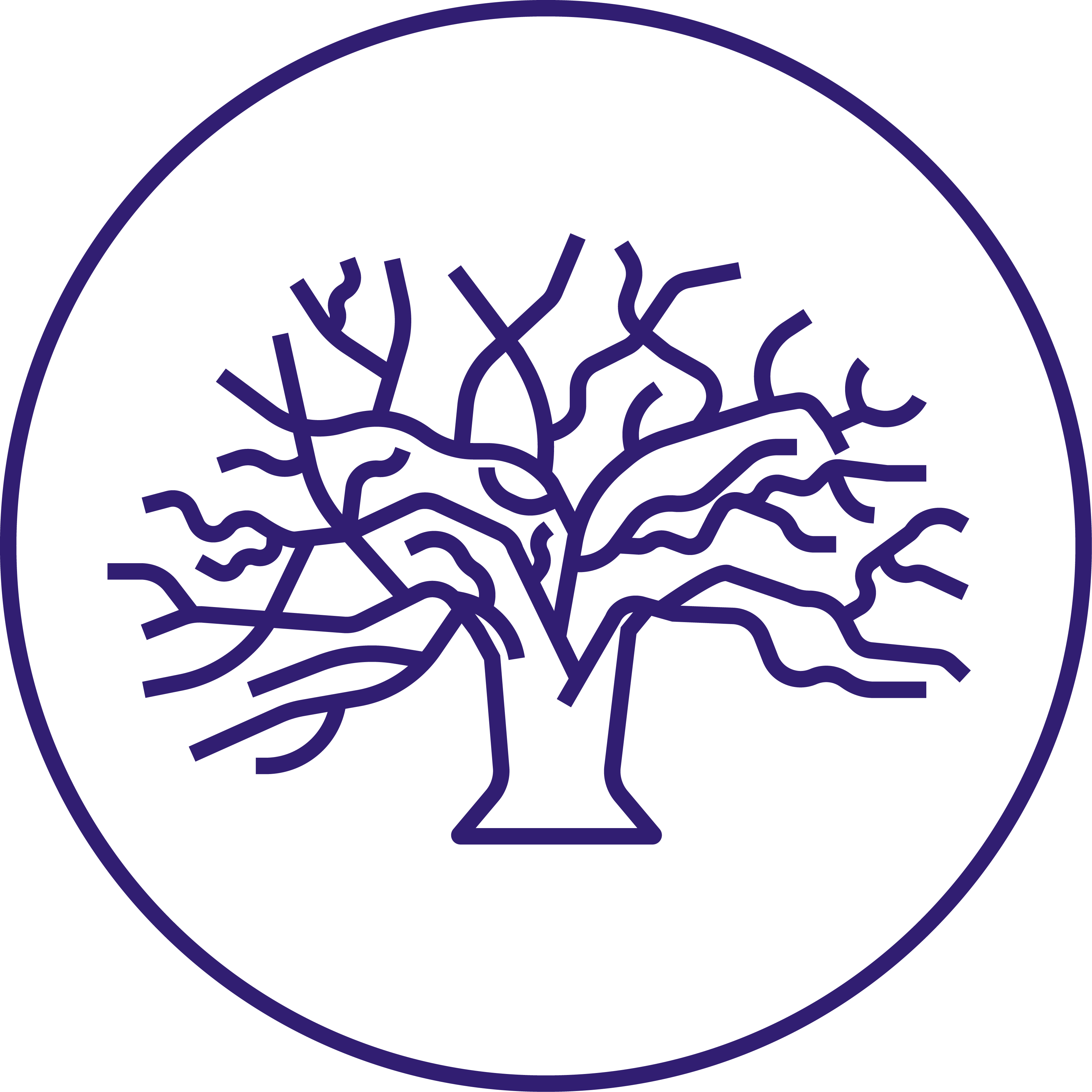 icon containing a live oak tree inside a purple circle