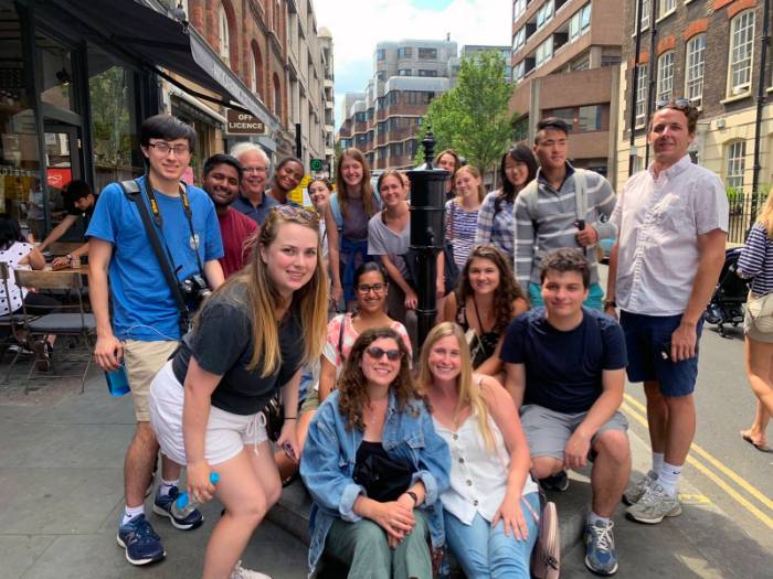 Group photo of students outside in London