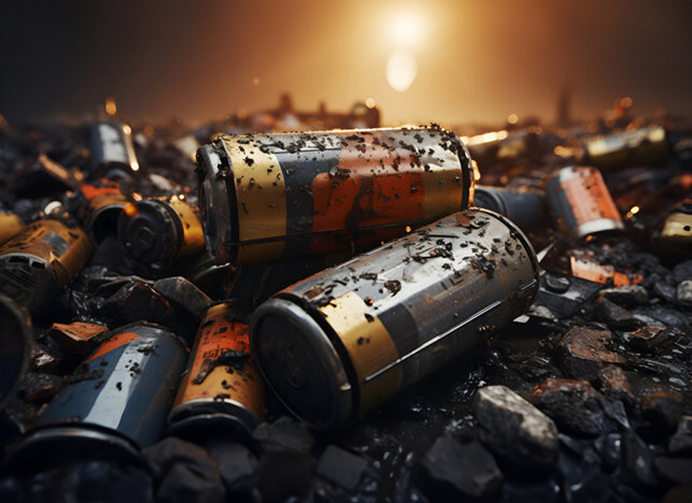 Stock photo of a pile of discarded batteries