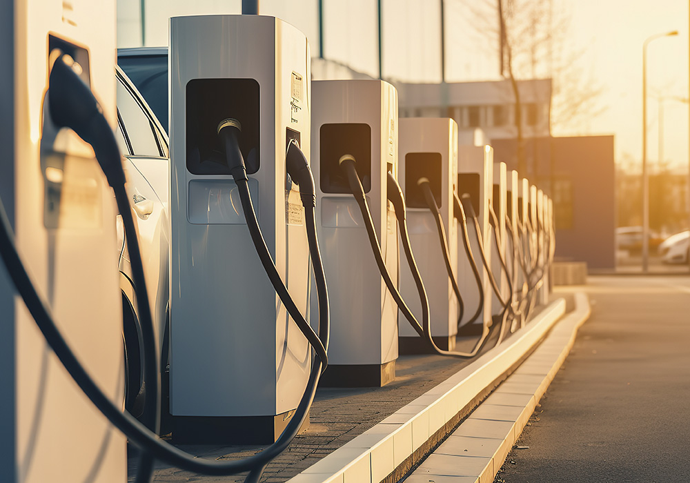 stock photo of ev charging stations