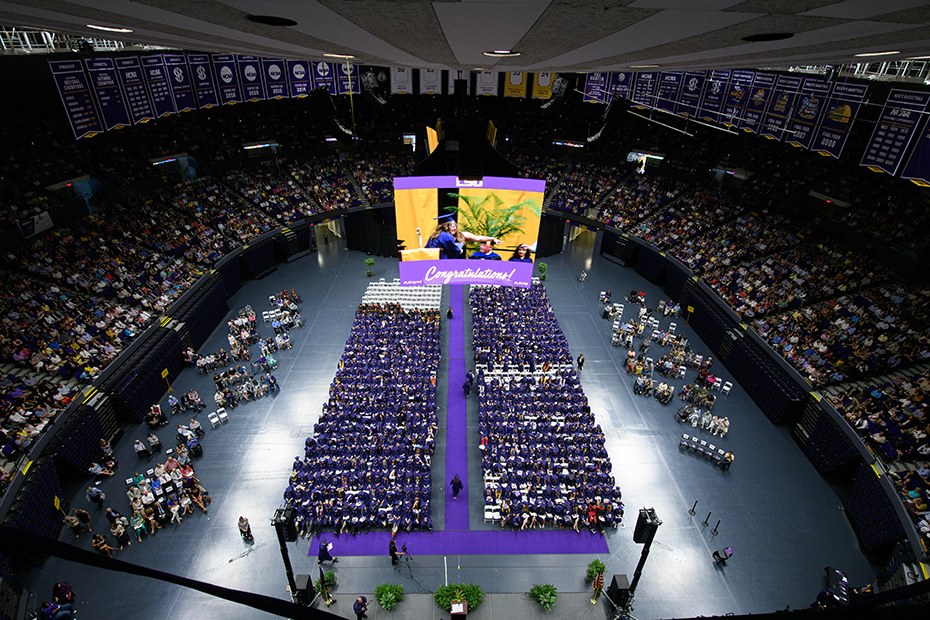 Aerial view of the graduation ceremony
