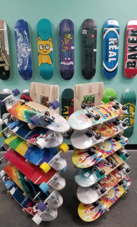 Skateboard selection at Anatole's Shop